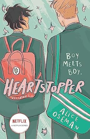 Heartstopper Volume One graphic novel cover by Alice Oseman, featuring Nick and Charlie