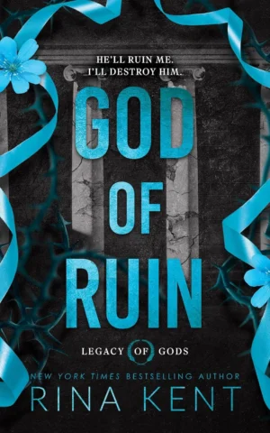God of Ruin book cover featuring a dark, artistic image of a tattooed man (Landon) gripping a ballerina's (Mia) poised ankle or wrist, with paint splatters and elegant destruction in the background.