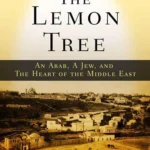 Lemon Tree book cover featuring an illustration of a lone lemon tree against a landscape divided by conflict.