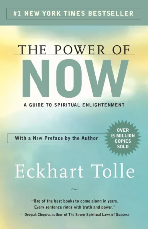 The Power of Now book cover by Eckhart Tolle featuring a serene, minimalist design with a sun or lotus symbol.