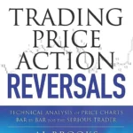 Trading Price Action Reversals book cover by Al Brooks featuring annotated price charts showing key reversal patterns like double tops, head and shoulders, and V-shaped reversals.